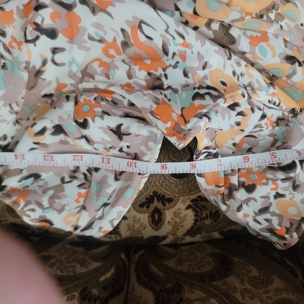 Pretty Little Thing Peach Floral Print Underwire Detail Draped Midi Dress Sz8 US - Picture 6 of 6